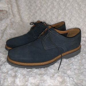 Clarks Navy Suede Oxford Shoes 10.5W